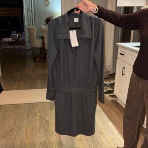 CAbi Charcoal Gray Long-Sleeve Knit Dress